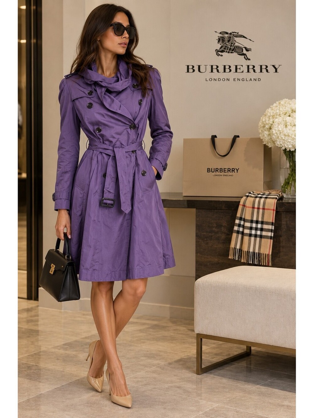 Burberry Trench Coat w/ attached scarf